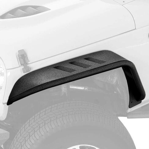 Tyger Auto TG-FF7J66818 نمط مسطح من الفولاذ مشاعل أمامية وخلفية 4 قطع مجموعة سوداء مزخرفة متوافقة مع 2007-2018 Jeep Wrangler JK كلا البابين والأربعة in Kuwait