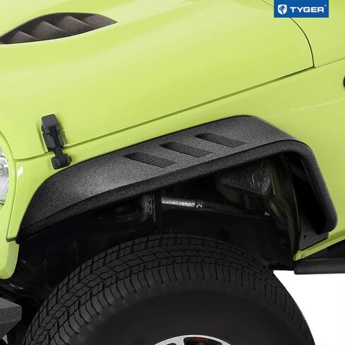 Tyger Auto TG-FF7J66818 نمط مسطح من الفولاذ مشاعل أمامية وخلفية 4 قطع مجموعة سوداء مزخرفة متوافقة مع 2007-2018 Jeep Wrangler JK كلا البابين والأربعة in Kuwait
