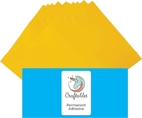 صفائح الفينيل الصفراء من Craftables - دائمة ولاصقة ولامعة ومقاومة للماء | (10) أوراق مقاس 30.48 سم × 30.48 سم - للحرف اليدوية، والكريكت، والصورة الظلية، والتعبيرات، والنقش، واللافتات in Kuwait