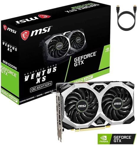 بطاقة رسومات MSI NVIDIA GeForce GTX 1660 Super Ventus XS VR Ready OC PCIe 3.0 بمروحة مزدوجة 6 جيجابايت GDDR6 HDCP تدعم DirectX 12 NVIDIA G-SYNC DisplayPort HDMI مع كابل HDMI in Saudi Arabia