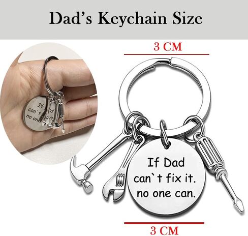 Hammer Charm Keychain for Dad Who Wants Nothing，Fathers Day Dad Gifts from Daughter Wife Son (If dad can't fix it, no one can) in Saudi Arabia