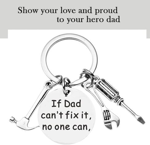 Hammer Charm Keychain for Dad Who Wants Nothing，Fathers Day Dad Gifts from Daughter Wife Son (If dad can't fix it, no one can) in Saudi Arabia