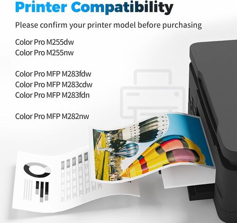 خرطوشة حبر 206A متوافقة (مع رقاقة) بديلة لطابعة HP 206A 206X للطابعة Color Laserjet Pro MFP M283fdw M283cdw Pro M255dw M255nw M283 M255 W2110A W2110X (BCMY، 4 عبوات) in Kuwait