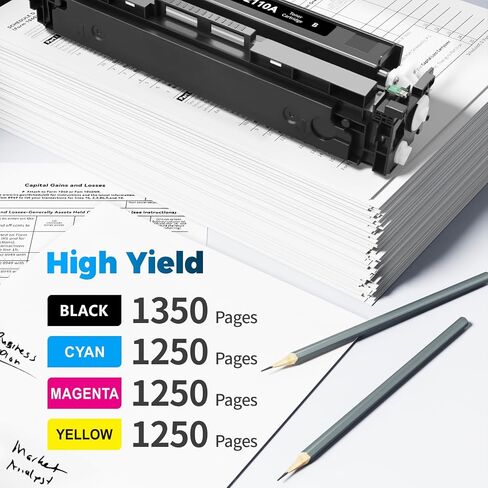 خرطوشة حبر 206A متوافقة (مع رقاقة) بديلة لطابعة HP 206A 206X للطابعة Color Laserjet Pro MFP M283fdw M283cdw Pro M255dw M255nw M283 M255 W2110A W2110X (BCMY، 4 عبوات) in Kuwait
