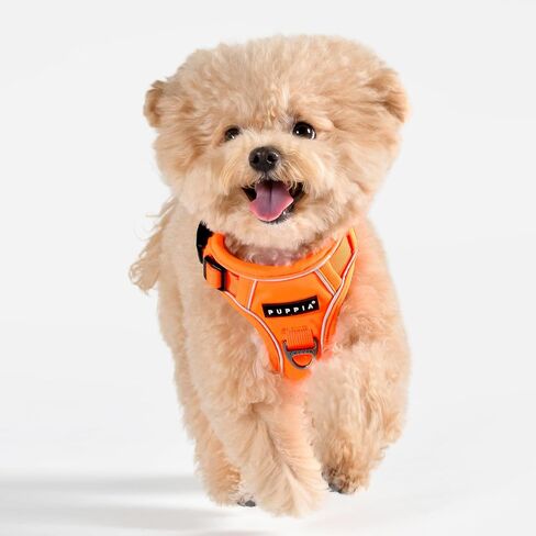 Puppia Neon Dog Harness H قوي قابل للتعديل للرقبة والصدر عاكس للأمام والخلف على شكل حرف D للكلاب الصغيرة والمتوسطة، برتقالي، متوسط in Saudi Arabia