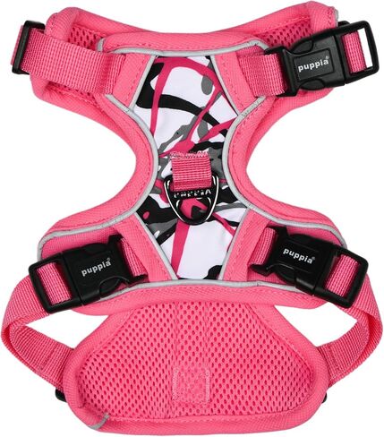 Puppia Neon Dog Harness H قوي قابل للتعديل للرقبة والصدر عاكس للأمام والخلف على شكل حرف D للكلاب الصغيرة والمتوسطة، برتقالي، متوسط in Saudi Arabia