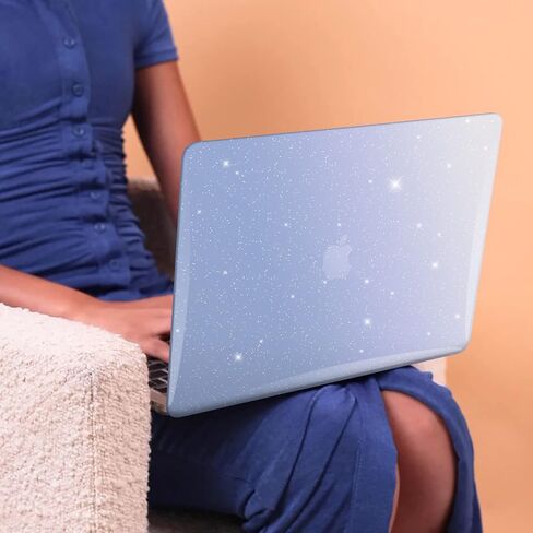 iCasso for MacBook Air 13 Inch Case 2022 2021 2020 2019 2018 M1/A2337/A2179/A1932, Glitter Hard Shell Case for MacBook air 13'' + Keyboard Cover + Screen Protector- Glitter Blue Gradient in Saudi Arabia