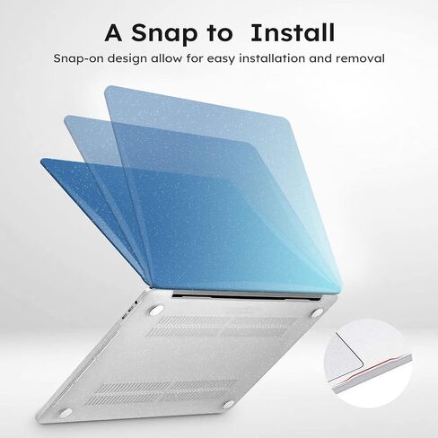 iCasso for MacBook Air 13 Inch Case 2022 2021 2020 2019 2018 M1/A2337/A2179/A1932, Glitter Hard Shell Case for MacBook air 13'' + Keyboard Cover + Screen Protector- Glitter Blue Gradient in Saudi Arabia
