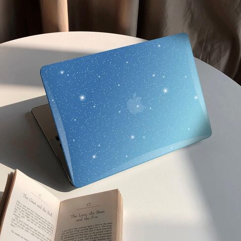 iCasso for MacBook Air 13 Inch Case 2022 2021 2020 2019 2018 M1/A2337/A2179/A1932, Glitter Hard Shell Case for MacBook air 13'' + Keyboard Cover + Screen Protector- Glitter Blue Gradient in Saudi Arabia