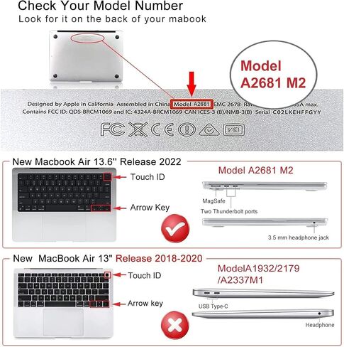 حافظة iCasso لجهاز MacBook Air 13 بوصة 2022 2021 2020 2019 2018 M1/A2337/A2179/A1932، حافظة صلبة لامعة لجهاز MacBook air 13 بوصة + غطاء لوحة مفاتيح + واقي شاشة - أزرق لامع متدرج in Saudi Arabia