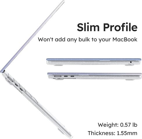 حافظة iCasso لجهاز MacBook Air 13 بوصة 2022 2021 2020 2019 2018 M1/A2337/A2179/A1932، حافظة صلبة لامعة لجهاز MacBook air 13 بوصة + غطاء لوحة مفاتيح + واقي شاشة - أزرق لامع متدرج in Saudi Arabia