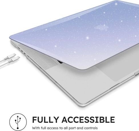 حافظة iCasso لجهاز MacBook Air 13 بوصة 2022 2021 2020 2019 2018 M1/A2337/A2179/A1932، حافظة صلبة لامعة لجهاز MacBook air 13 بوصة + غطاء لوحة مفاتيح + واقي شاشة - أزرق لامع متدرج in Saudi Arabia
