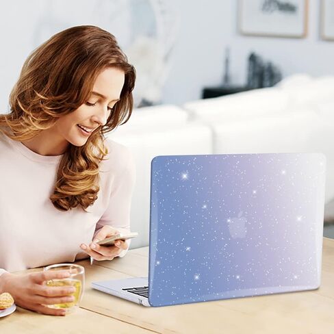حافظة iCasso لجهاز MacBook Air 13 بوصة 2022 2021 2020 2019 2018 M1/A2337/A2179/A1932، حافظة صلبة لامعة لجهاز MacBook air 13 بوصة + غطاء لوحة مفاتيح + واقي شاشة - أزرق لامع متدرج in Saudi Arabia