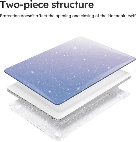 حافظة iCasso لجهاز MacBook Air 13 بوصة 2022 2021 2020 2019 2018 M1/A2337/A2179/A1932، حافظة صلبة لامعة لجهاز MacBook air 13 بوصة + غطاء لوحة مفاتيح + واقي شاشة - أزرق لامع متدرج in Saudi Arabia