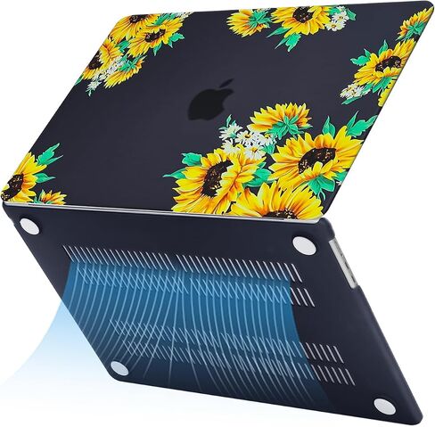 MOSISO Compatible with MacBook Air 15 inch Case 2023 2024 Release M3 A3114 M2 A2941 with Touch ID, Plastic Sunflower Hard Shell Case & Keyboard Cover Skin & Screen Protector, Black in Saudi Arabia