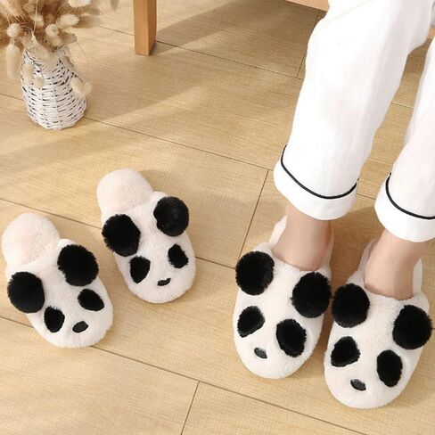 Adults/Kids Cute Panda Thick Fleece Indoor Slippers Non-Slip Lightweight Home Shoes in Saudi Arabia