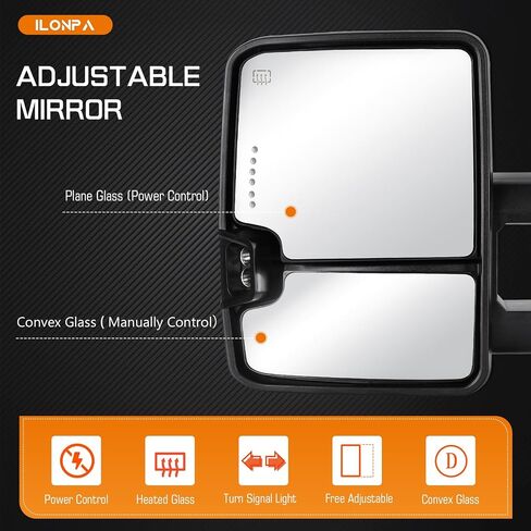 Pair Towing Mirrors Fit for 2007 2008 2009 2010 2011 2012 2013 2014 Chevy Silverado 1500 2500 3500 HD Suburban Avalanche Tahoe, GMC Sierra 1500 2500 3500 HD Yukon XL Power Control Heated Turn Signal in Saudi Arabia