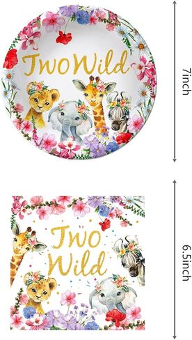 أدوات مائدة لمستلزمات حفلات أعياد الميلاد من Girl Two Wild، وأواني طعام عيد ميلاد برية، و20 طبقًا و20 منديل، وديكورات عيد الميلاد الثاني بموضوع Safari Jungle in Kuwait