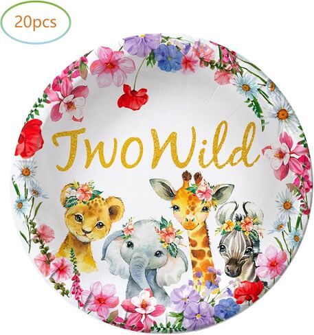 أدوات مائدة لمستلزمات حفلات أعياد الميلاد من Girl Two Wild، وأواني طعام عيد ميلاد برية، و20 طبقًا و20 منديل، وديكورات عيد الميلاد الثاني بموضوع Safari Jungle in Kuwait