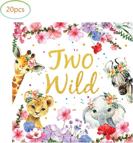 أدوات مائدة لمستلزمات حفلات أعياد الميلاد من Girl Two Wild، وأواني طعام عيد ميلاد برية، و20 طبقًا و20 منديل، وديكورات عيد الميلاد الثاني بموضوع Safari Jungle in Kuwait