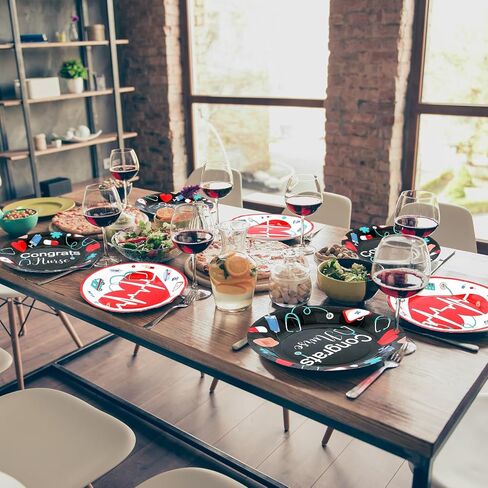 Hortsun 144 قطعة ممرضة حفل التخرج لوازم ممرضة أسبوع لوحات الورق السائبة الطبية عيد ميلاد حزب أدوات المائدة مجموعة لوحات المتاح لتزيين أدوات المائدة يوم ممرضة in Kuwait