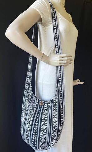 Woven Hippie Crossbody - Hobo Sling Shoulder Bag - Thai Cotton Boho Messenger Purse - Medium in Saudi Arabia