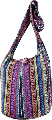 Woven Hippie Crossbody - Hobo Sling Shoulder Bag - Thai Cotton Boho Messenger Purse - Medium in Saudi Arabia