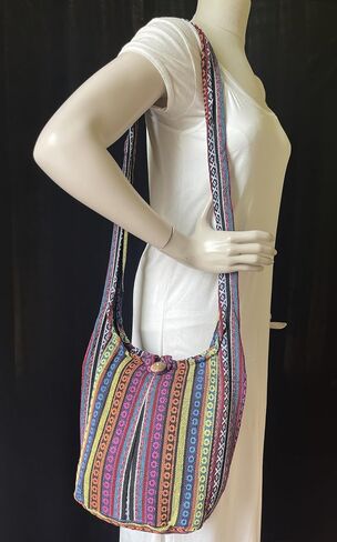 Woven Hippie Crossbody - Hobo Sling Shoulder Bag - Thai Cotton Boho Messenger Purse - Medium in Saudi Arabia
