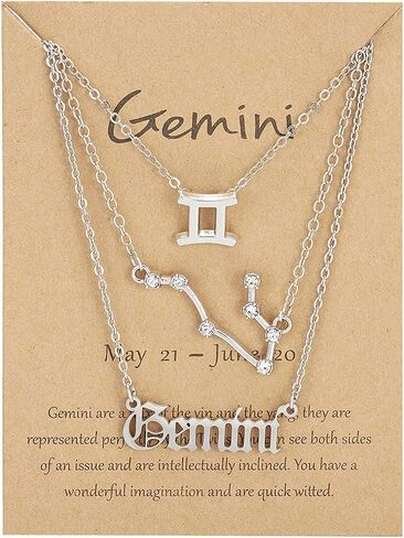 3Pcs 12 Constellation Zodiac Sign Layered Choker Necklaces Letter Astrology Horoscope with Message Card for Women Girls Jewelry in Saudi Arabia