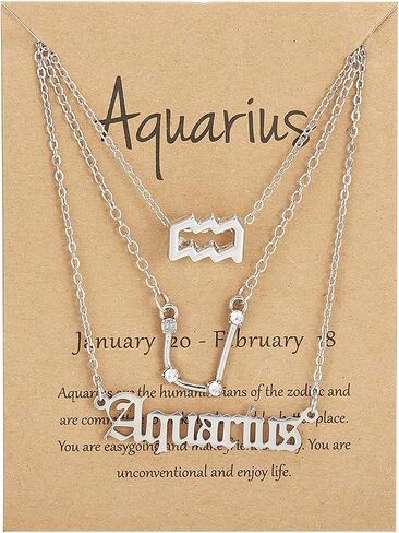 3Pcs 12 Constellation Zodiac Sign Layered Choker Necklaces Letter Astrology Horoscope with Message Card for Women Girls Jewelry in Saudi Arabia