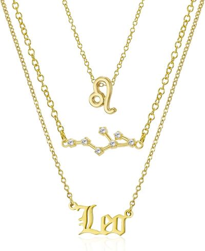 3Pcs 12 Constellation Zodiac Sign Layered Choker Necklaces Letter Astrology Horoscope with Message Card for Women Girls Jewelry in Saudi Arabia