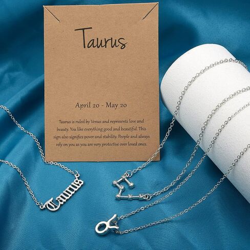 3Pcs 12 Constellation Zodiac Sign Layered Choker Necklaces Letter Astrology Horoscope with Message Card for Women Girls Jewelry in Saudi Arabia
