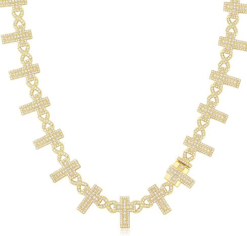 Eye Cuban Link Chain for Women, Gold Silver Diamond Prong Cuban Chain, Hip Hop Iced Out Chain Necklace With Safety Buckle for Women Girls Jewelry Gift in Saudi Arabia