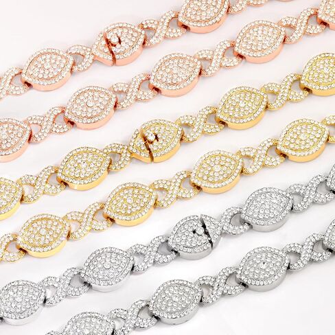 Eye Cuban Link Chain for Women, Gold Silver Diamond Prong Cuban Chain, Hip Hop Iced Out Chain Necklace With Safety Buckle for Women Girls Jewelry Gift in Saudi Arabia