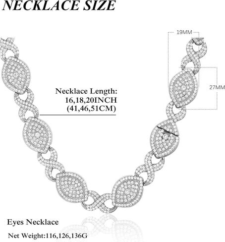 Eye Cuban Link Chain for Women, Gold Silver Diamond Prong Cuban Chain, Hip Hop Iced Out Chain Necklace With Safety Buckle for Women Girls Jewelry Gift in Saudi Arabia