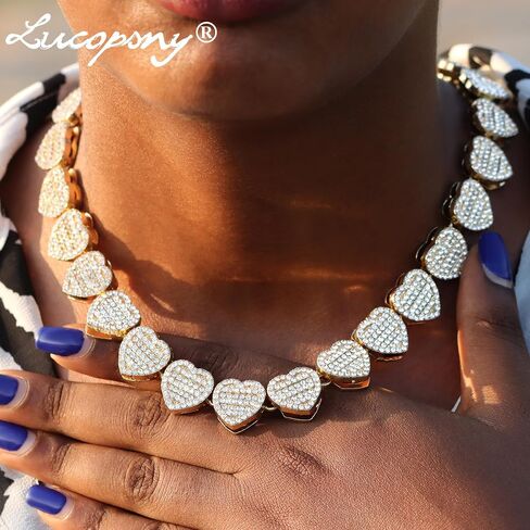 Eye Cuban Link Chain for Women, Gold Silver Diamond Prong Cuban Chain, Hip Hop Iced Out Chain Necklace With Safety Buckle for Women Girls Jewelry Gift in Saudi Arabia
