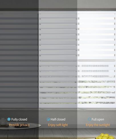 Homebox Blinds for Indoor Windows, Zebra Blinds, 90" Length Light Filtering Dual Layer Roller Shades French Door Blinds, 31.5" W x 90" H White, 1 Blinds only in Kuwait