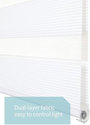 Homebox Blinds for Indoor Windows, Zebra Blinds, 90" Length Light Filtering Dual Layer Roller Shades French Door Blinds, 31.5" W x 90" H White, 1 Blinds only in Kuwait
