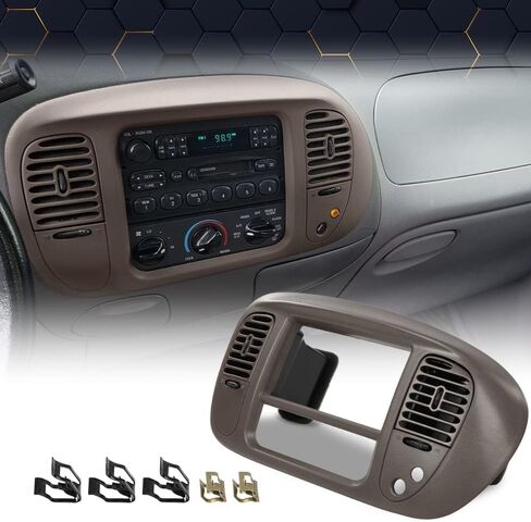 إطار لوحة القيادة المركزية PIT66 متوافق مع Ford F150 Expedition 1997 1998 1999 2000 2001 2002 2003 أسود in Saudi Arabia