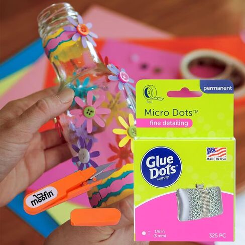 Glue Dots Brand - Double Sided, Permanent Sticky Glue Dots, 1/8" Micro Size for Crafting & DIY, 325 Dots - Includes Embroidery Scissors - Precise Adhesive for Jewelry, Scrapbooking [Pack of 3] in Saudi Arabia