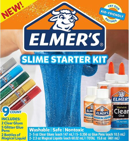 Elmer's Glitter Slime Kit, Liquid Glitter Glue, Assorted Colors, with Glue Slime Activator, 4 Count in Saudi Arabia