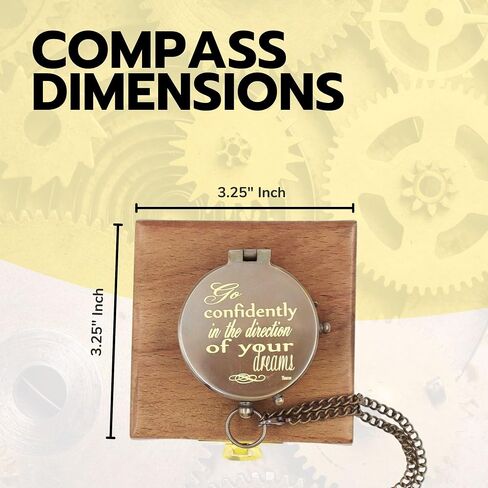 Nautical Antique Brass Compass with Wooden Box - Unique Gift Ideas for Men & Women - Navigational Vintage Marine Engraved Compass with Wooden Box in Saudi Arabia