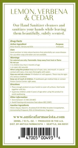 أنتيكا فارماسيستا معقم لليدين بالليمون، رعي الحمام والأرز، 10 أونصة سائلة in Kuwait