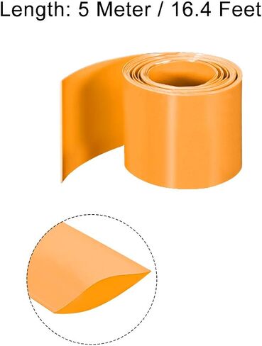 uxcell PVC Heat Shrink Tube 43mm Flat Width Wrap for Single5 Meter Orange in Saudi Arabia