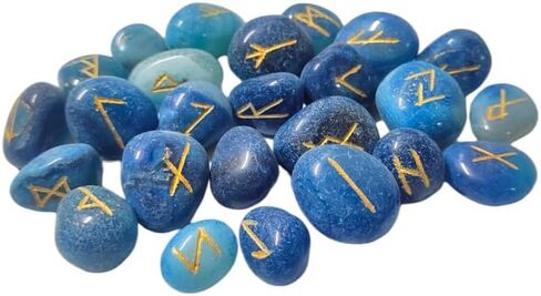 ANANYA FASHION & CRAFTS HUB Black Toumaline Gemstone Engraved Big Rune Stones Set (25 Pcs) for Beginners with Elder Futhark Alphabets for Healing Chakra Crystals Reiki feng Shui Runes Set in Saudi Arabia