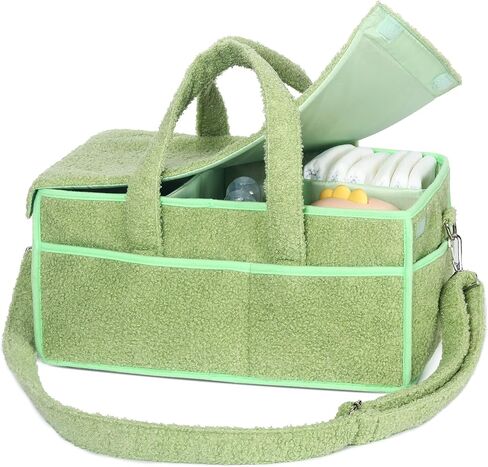 MABOZOO Baby Diaper Caddy with Lid, Multiple Compartments Caddy Organizer for Changing Table Nursery, Baby Diaper Basket with Handle Car Organizer for Diapers, Baby Wipes and Toys in Saudi Arabia