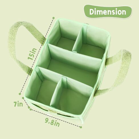 MABOZOO Baby Diaper Caddy with Lid, Multiple Compartments Caddy Organizer for Changing Table Nursery, Baby Diaper Basket with Handle Car Organizer for Diapers, Baby Wipes and Toys in Saudi Arabia
