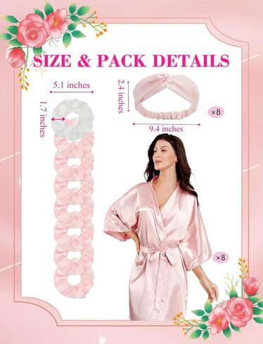 Women Kimono Bride Bridemaid Robe Set, Short Satin Flower Robes Wedding Bridal Single Party with Sleep Mask/Sash in Saudi Arabia