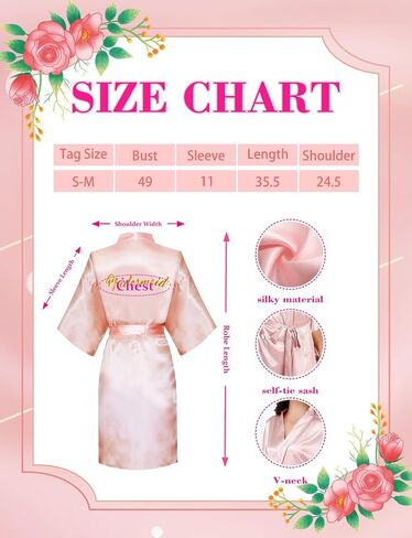 Women Kimono Bride Bridemaid Robe Set, Short Satin Flower Robes Wedding Bridal Single Party with Sleep Mask/Sash in Saudi Arabia