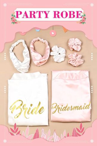 Women Kimono Bride Bridemaid Robe Set, Short Satin Flower Robes Wedding Bridal Single Party with Sleep Mask/Sash in Saudi Arabia